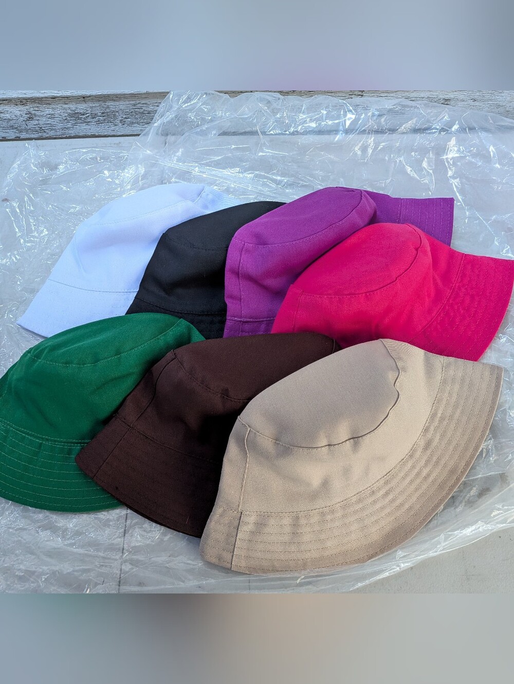 Kids Cotton Bucket Hat - Beige, Green, Pink, Purple, Black, White, Brown